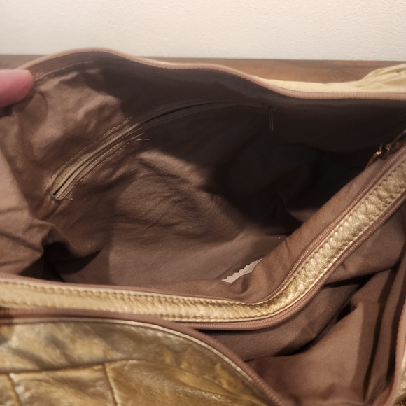 Vintage Lambs Leather Gold Shoulder Bag Californian Brand - Picture 7 of 9